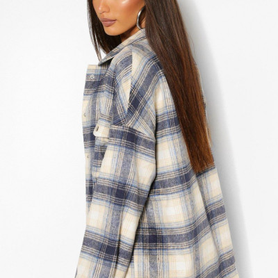 Tall Brushed Cotton Oversized Check Shacket