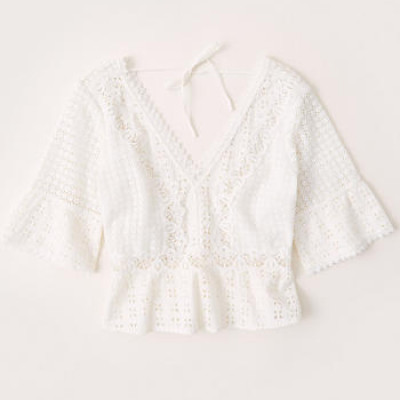 Womens Lace Deep-V Blouse | Womens Tops | Abercrombie.com