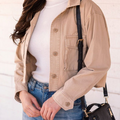 Halle Khaki Cropped Jacket