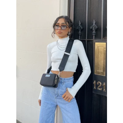 Grand Gestures Ribbed Top White