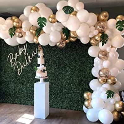 Balloon Garland Arch Kit, White Gold Confetti Balloons 98 PCS, Artificial Palm Leaves 6 PCS, Balloons for Parties, Party Wedding Birthday Balloons Decorations, Baby Shower Decorations for Girl Boy : Amazon.ca: Health &amp; Personal Care