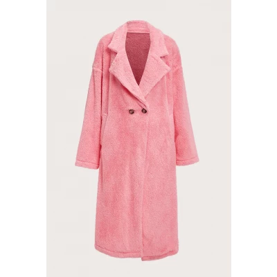 Shirt Collar Plain Pink Plus