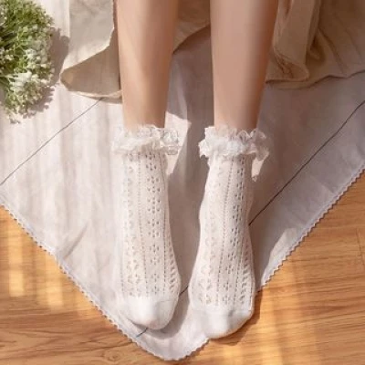 Lucky Nine - Lace Trim Pointelle Socks | YesStyle