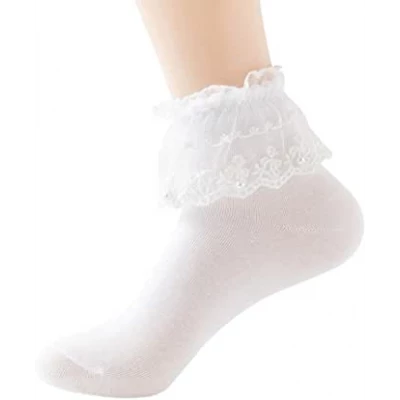 Amazon.com: YASIDI Women Ankle Socks,Pearl Lace Ruffle Frilly Cotton Socks Princess Socks Lace Socks Cute Socks (1 Pairs, White) : Clothing, Shoes &amp; Jewelry