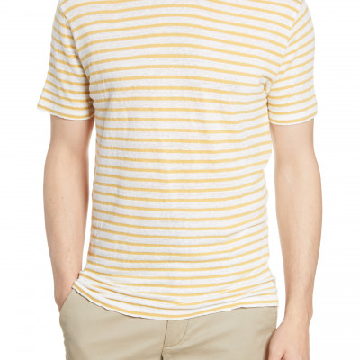 Mens Hartford Stripe Linen & Cotton T-Shirt