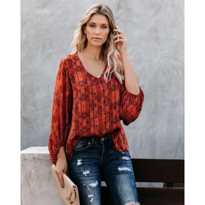 Special Time Of Year Balloon Sleeve Shimmer Blouse
