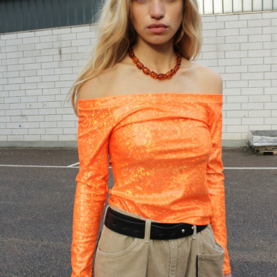 Herm Blouse â€” Orange Shimmer