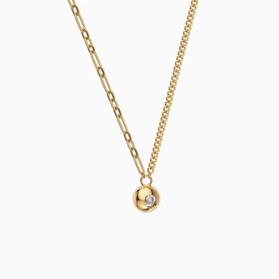 Break-Free Sphere Gold Pendant Necklace, Shiny White