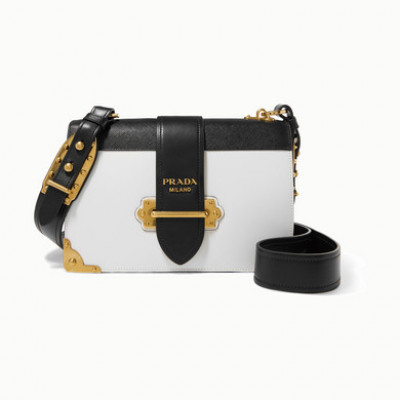 Prada - Cahier Large Two-tone Leather Shoulder Bag - White