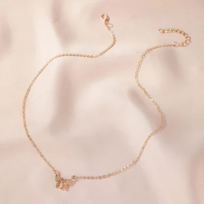 Rhinestone Butterfly Charm Necklace