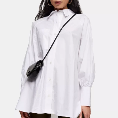 Petite White Oversized Poplin Shirt
