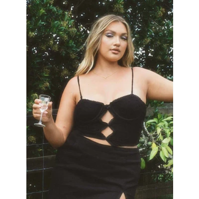 Bouquet Lace Top Black