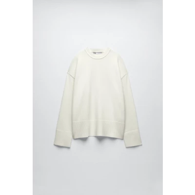 Knit Sweater With Rib Hem