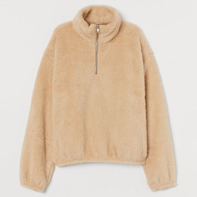 Faux Shearling Top with Zip