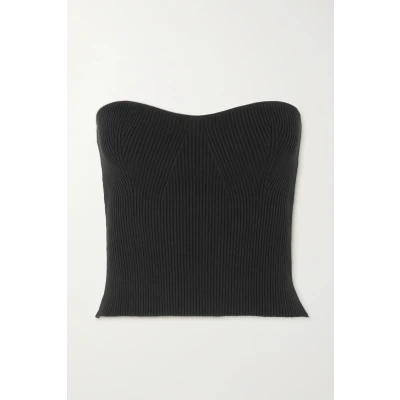 Reformation - + Net Sustain Jenni Strapless Ribbed Organic Cotton-blend Top - Black