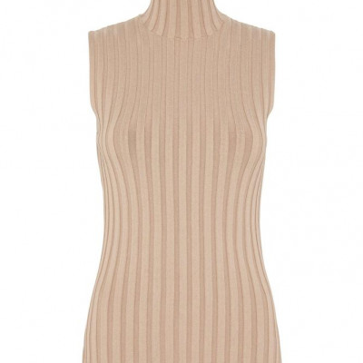 OVERTURE RIBBED SLEEVELESS TURTLENECK Mocha