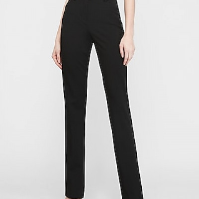 High Waisted Horn Button Tab Barely Boot Columnist Pant Womens Pitch Black