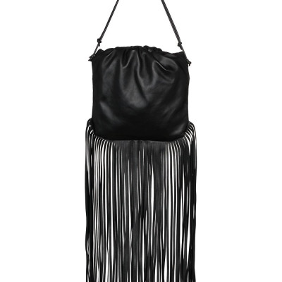Bottega Veneta fringed leather shoulder bag - Black