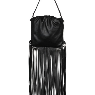 Bottega Veneta fringed leather shoulder bag - Black