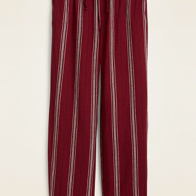 Mid-Rise Striped Linen-Blend Wide-Leg Pants for Women