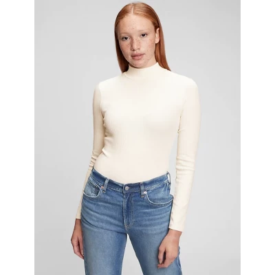 Ivory Beige Mockneck Bodysuit