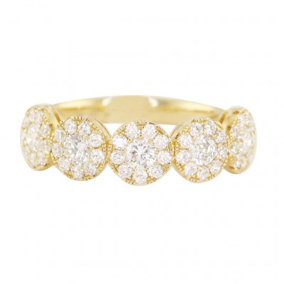 14kt Gold Five Round Diamond Band