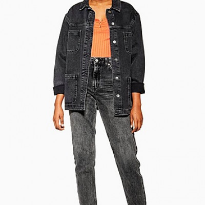 Tall Washed Black Mom Jeans - Washed Black
