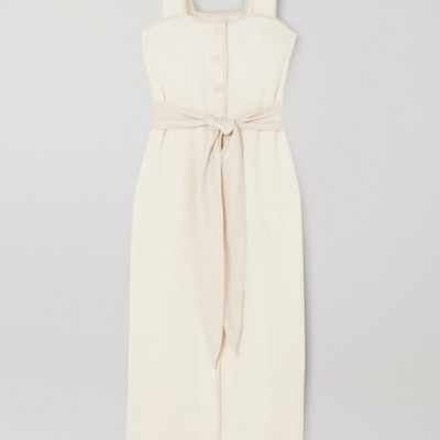 Nanushka - Rita Vegan Leather-trimmed Frayed Cotton-blend Midi Dress - White