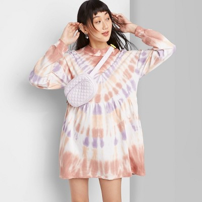 Women's Tie-Dye Long Sleeve Mock Turtleneck Knit Dress - Wild FableÃ¢â€žÂ¢ Peach/Navy/Brown