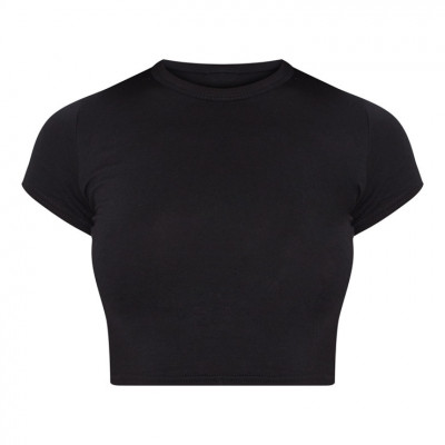 Basic Black Short Sleeve Crop Tshirt