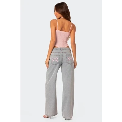 Bow Pocket Relaxed Jeans