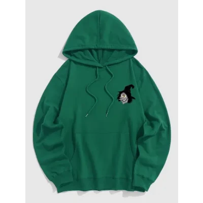 Halloween Witch Graphic Front Pocket Hoodie