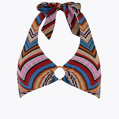 Chevron Printed Ring Detail Bikini Top