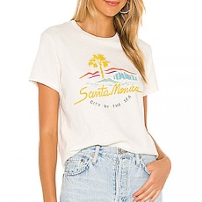 RE/DONE 70s Loose Tee City By The Sea in Vintage White | REVOLVE