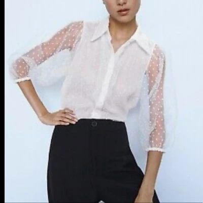 Jewel Button Organza Top