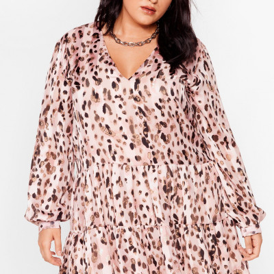 Womens Gimme a Meow-ment Plus Leopard Dress - Pink - 16, Pink