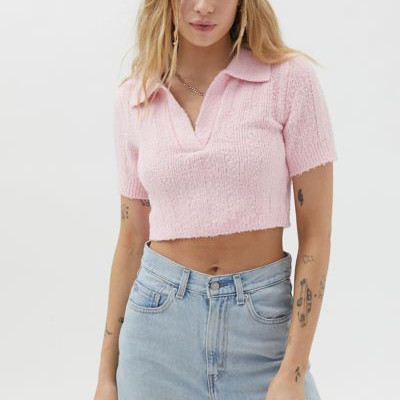 UO Andrea Collared Cropped Sweater