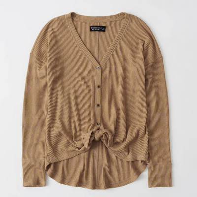 Cozy Tie-Front Button-Up