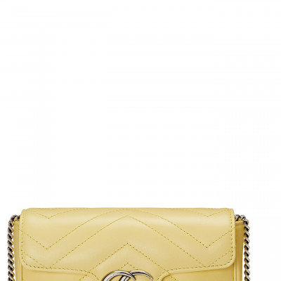 Gucci Super Mini Gg Matelasse Leather Crossbody Bag - Yellow