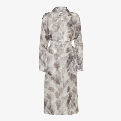 Gray Organza Trench Coat