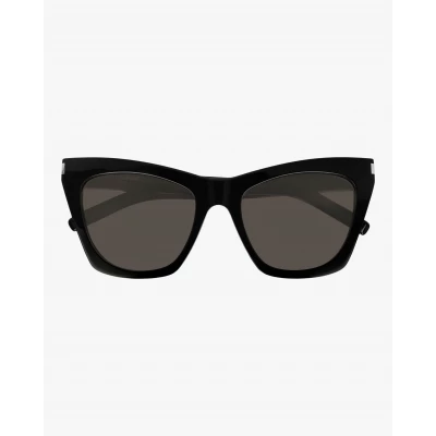 Saint Laurent Black Cat-Eye Sunglasses in Black/Grey