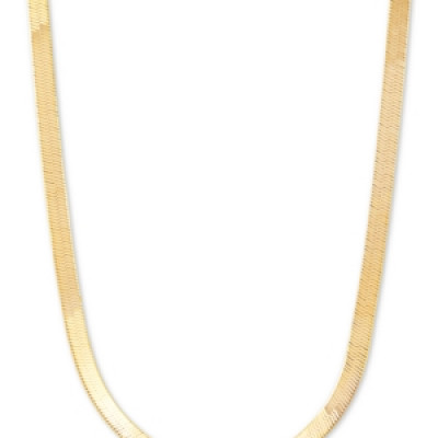 Herringbone Link 20 Chain Necklace in 18k Gold-Plated Sterling Silver