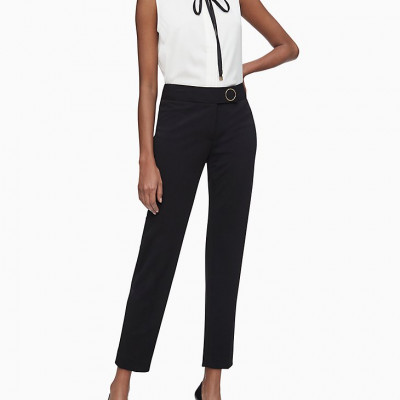 Scuba Crepe Circular Hardware Ankle Pants