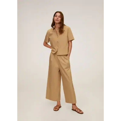 MANGO - Cotton shirt beige - 2 - Women