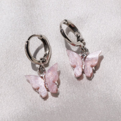 Silver Blush Butterfly Earrings