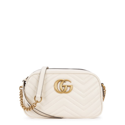 Gucci GG Marmont Small Ivory Leather Cross-body Bag