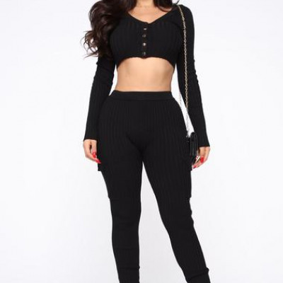 Cozy Up Pant Set - Black