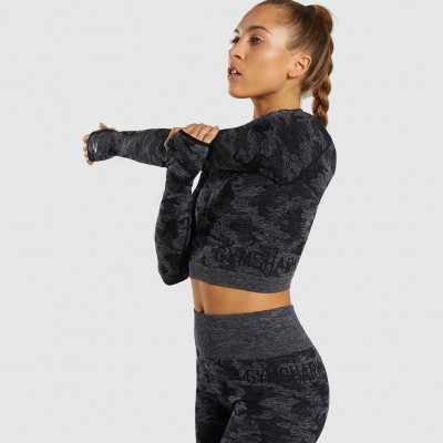 Camo Seamless Long Sleeve Crop Top