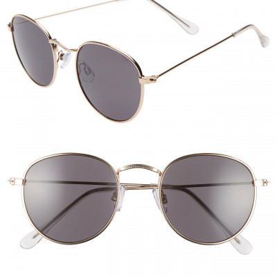 Womens Bp. 48mm Round Metal Sunglasses - Gold/ Black