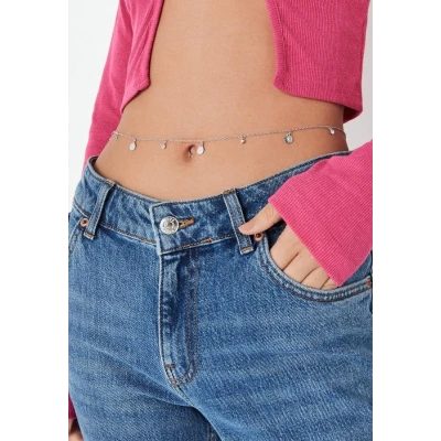 Silver Look Rhinestone Disc Belly Chain